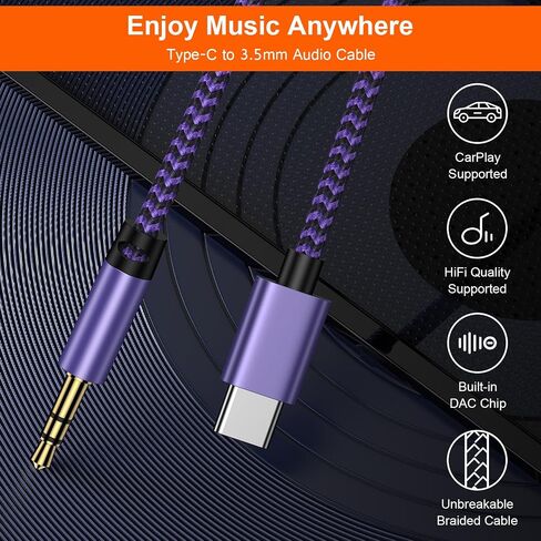 Google Pixel 8a/8/7a/6 Aux to 3.5mm USB Type C Audio Jack Cable for Samsung Galaxy A55/A15/A35/S24/S23/S22/S21,3.3FT to Male Adapter Dongle Cord Car Headphone Stereo Cable for iPhone 15 Pro Max Plus in Saudi Arabia