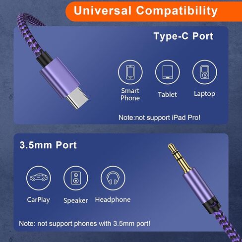 Google Pixel 8a/8/7a/6 Aux to 3.5mm USB Type C Audio Jack Cable for Samsung Galaxy A55/A15/A35/S24/S23/S22/S21,3.3FT to Male Adapter Dongle Cord Car Headphone Stereo Cable for iPhone 15 Pro Max Plus in Saudi Arabia
