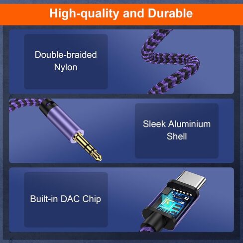 Google Pixel 8a/8/7a/6 Aux to 3.5mm USB Type C Audio Jack Cable for Samsung Galaxy A55/A15/A35/S24/S23/S22/S21,3.3FT to Male Adapter Dongle Cord Car Headphone Stereo Cable for iPhone 15 Pro Max Plus in Saudi Arabia