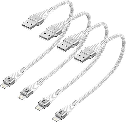 Short iPhone Charger Cord 1 Foot 4Pack [Apple MFi Certified] iPhone Cable Braided USB A to Lightning Cable Compatible with iPhone 14 13 12 11 Pro Max Mini XS XR 8 7 6s SE, iPad/iPod/AirPods in Saudi Arabia