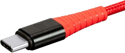 Monoprice USB 2.0 Type-C to Type-A Charge & Sync Cable - Nylon-Braided, 6 Feet, Red - AtlasFlex Series in Saudi Arabia