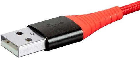 Monoprice USB 2.0 Type-C to Type-A Charge & Sync Cable - Nylon-Braided, 6 Feet, Red - AtlasFlex Series in Saudi Arabia