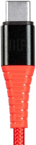 Monoprice USB 2.0 Type-C to Type-A Charge & Sync Cable - Nylon-Braided, 6 Feet, Red - AtlasFlex Series in Saudi Arabia