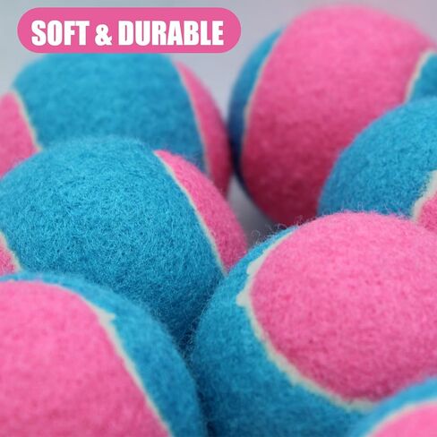 Magicorange Tennis Balls, 12 Pack Tennis Balls for Dogs, Pet Dog Playing Balls, Come with Mesh Bag for Easy Transport, Colorful Easy Catching Pet Dog Balls (Blue Pink, 2.5 inch) in Kuwait