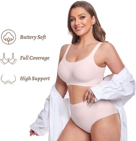 Soft Bras for Women No Underwire Wireless Bralettes Full Coverage Ultra Comfort T-Shirt Bra with Bra Extender in Saudi Arabia