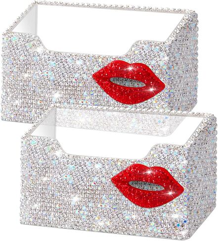 2 Pcs Funny Bling Business Card Holder for Women Valentines Day Business Card Holder Red Lip Rhinestones Acrylic Card Holder Business Card Organizer Desk Business Name Card Holder Stand for Women in Saudi Arabia
