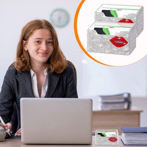 2 Pcs Funny Bling Business Card Holder for Women Valentines Day Business Card Holder Red Lip Rhinestones Acrylic Card Holder Business Card Organizer Desk Business Name Card Holder Stand for Women in Saudi Arabia