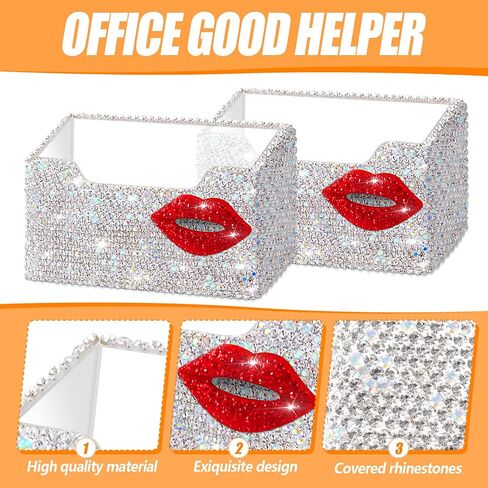2 Pcs Funny Bling Business Card Holder for Women Valentines Day Business Card Holder Red Lip Rhinestones Acrylic Card Holder Business Card Organizer Desk Business Name Card Holder Stand for Women in Saudi Arabia