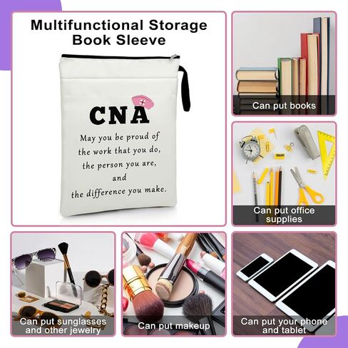 CNA Appreciation Week Gifts Book Sleeve Bookish Gifts for Book Lovers Book Cover Book Cover with Zipper Certified Nursing Assistant Gifts Book Protector Pouch for Paperbacks CNA Graduation Gift in Saudi Arabia