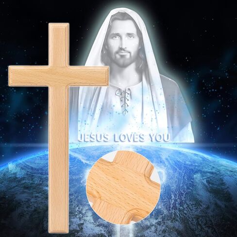 ARCHOBAN Wooden Crosses Wall Decor, 12 Inch Catholic Wall Cross Decorations for Home, Light Brown in Saudi Arabia