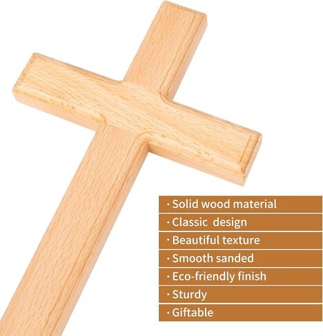 ARCHOBAN Wooden Crosses Wall Decor, 12 Inch Catholic Wall Cross Decorations for Home, Light Brown in Saudi Arabia