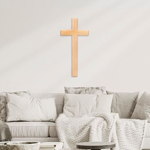 ARCHOBAN Wooden Crosses Wall Decor, 12 Inch Catholic Wall Cross Decorations for Home, Light Brown in Saudi Arabia