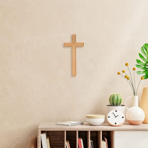 ARCHOBAN Wooden Crosses Wall Decor, 12 Inch Catholic Wall Cross Decorations for Home, Light Brown in Saudi Arabia