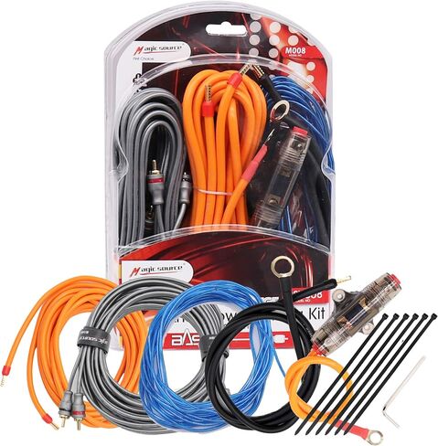 Magic source Amp Wiring Kits 8 Gauge 5M/16.4Feet OFC Power Cable+Copper RCA Cable+60A Mini Fuse Holder+Trigger Wire for Car Audio Amplifier Installation Wiring Kit (8 Gauge) in Saudi Arabia