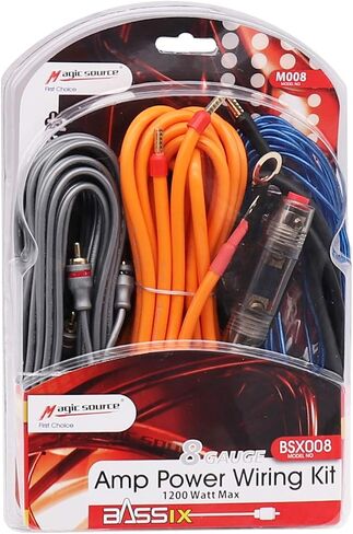 Magic source Amp Wiring Kits 8 Gauge 5M/16.4Feet OFC Power Cable+Copper RCA Cable+60A Mini Fuse Holder+Trigger Wire for Car Audio Amplifier Installation Wiring Kit (8 Gauge) in Saudi Arabia