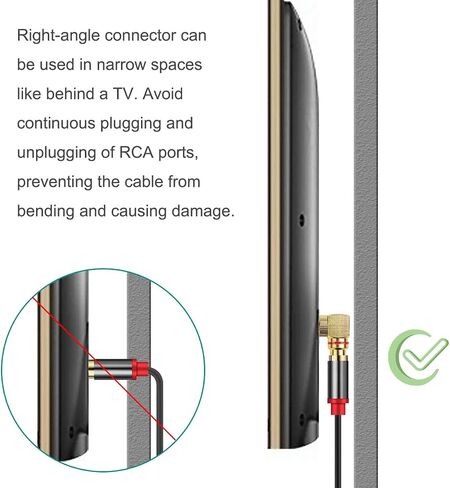 محول الزاوية اليمنى RCA، قابس فونو RCA 90 درجة أنثى إلى ذكر موصل مطلي بالذهب 6 قطع (3 أحمر، 3 أسود) لكابل RCA DVD مكبر صوت ستيريو للسيارة in Saudi Arabia