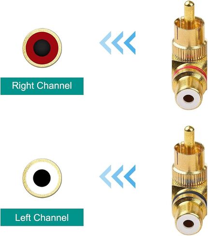 محول الزاوية اليمنى RCA، قابس فونو RCA 90 درجة أنثى إلى ذكر موصل مطلي بالذهب 6 قطع (3 أحمر، 3 أسود) لكابل RCA DVD مكبر صوت ستيريو للسيارة in Saudi Arabia