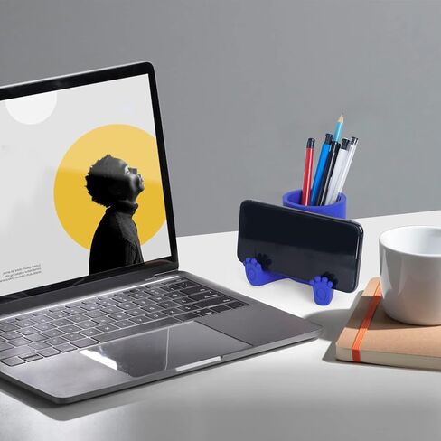 DreamsEden Pen Pencil Holder with Phone Stand, Cute Pencil Cup for Desk Resin Pen Container Gift for Boy Girls Cell Phone Stand Desk Accessories and Stationary Holder for Office Classroom Home (Black) in Kuwait