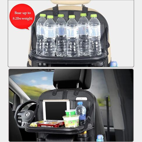 Car Backseat Organizer with Foldable Table Tray,Car Storage Organizer with Tablet Holder,Car Seat Back Protectors Kick Mats,Premium PU Leather Material,Compatible with Most Vehicles in Saudi Arabia