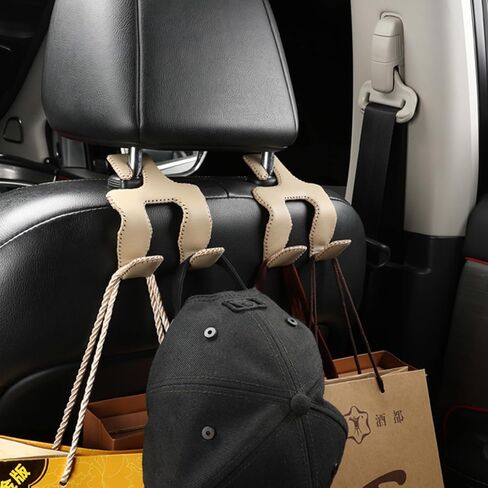 Purse Hook for Car,2 in 1 Car Hooks for Purses and Bags, 2 Pcs Headrest Hooks for Car,Durable Hanger Storage Holder Leather Organizer for Grocery Hanging in Kuwait