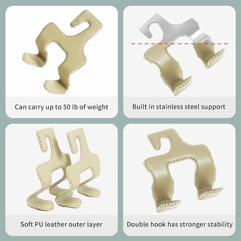 Purse Hook for Car,2 in 1 Car Hooks for Purses and Bags, 2 Pcs Headrest Hooks for Car,Durable Hanger Storage Holder Leather Organizer for Grocery Hanging in Kuwait