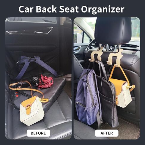 Purse Hook for Car,2 in 1 Car Hooks for Purses and Bags, 2 Pcs Headrest Hooks for Car,Durable Hanger Storage Holder Leather Organizer for Grocery Hanging in Kuwait