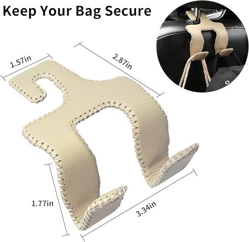 Purse Hook for Car,2 in 1 Car Hooks for Purses and Bags, 2 Pcs Headrest Hooks for Car,Durable Hanger Storage Holder Leather Organizer for Grocery Hanging in Kuwait
