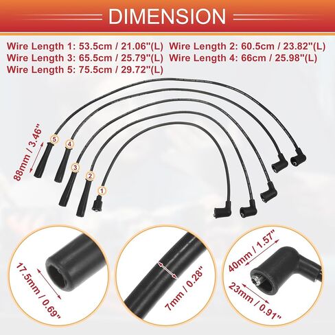 ACROPIX Car Spark Plug Coil Wires Ignition Coil Harness Cable 7mm Fit for Nissan 200SX 510 610 - Pack of 5 in Saudi Arabia