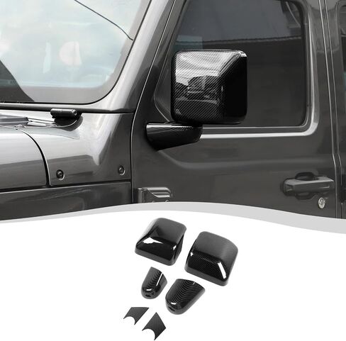 Carbon Fiber Side Mirror Cover, Rearview Mirrors Decoration Trim Kit Fit for 2018-2024 Jeep Wrangler JL JLU & Gladiator JT in Saudi Arabia