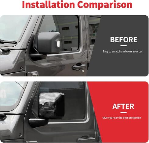 Carbon Fiber Side Mirror Cover, Rearview Mirrors Decoration Trim Kit Fit for 2018-2024 Jeep Wrangler JL JLU & Gladiator JT in Saudi Arabia