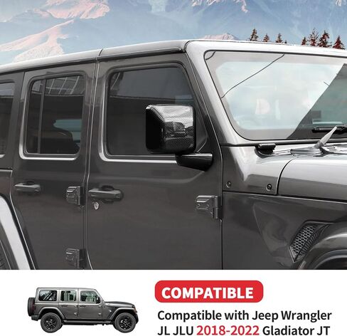 Carbon Fiber Side Mirror Cover, Rearview Mirrors Decoration Trim Kit Fit for 2018-2024 Jeep Wrangler JL JLU & Gladiator JT in Saudi Arabia