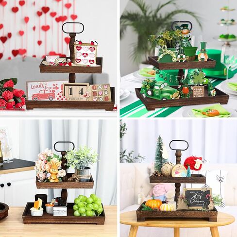 حامل صينية بطبقتين من YGEOMER، ديكور صينية متدرجة لعيد القديس باتريك للمنزل والمطبخ والمكتب وديكور الحفلات in Kuwait