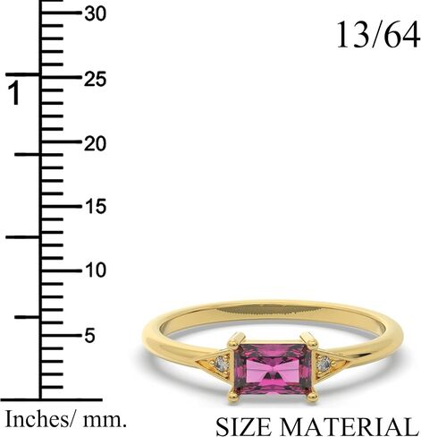 10k Solid Gold Baguette Natural Gemstone Long Cut Birthstone Ring for Women Modern Engagement Hypoallergenic Lightweight Fine Statement Bands Jewelry Gift Fashion Accessory in Saudi Arabia