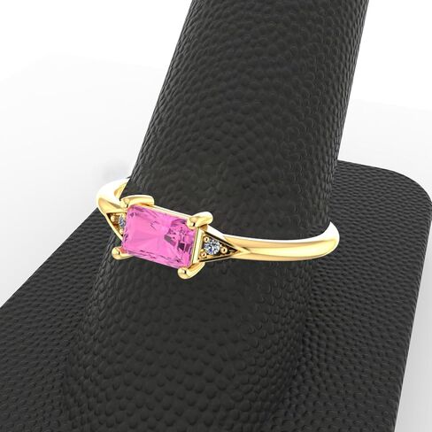 10k Solid Gold Baguette Natural Gemstone Long Cut Birthstone Ring for Women Modern Engagement Hypoallergenic Lightweight Fine Statement Bands Jewelry Gift Fashion Accessory in Saudi Arabia