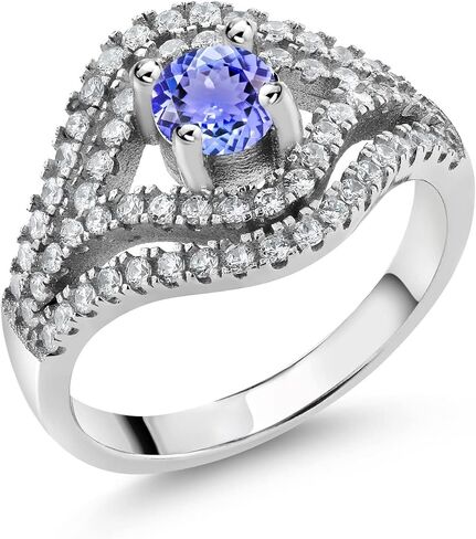 Gem Stone King 925 Sterling Silver Round 4.5MM Gemstone Birthstone Ring | Wedding Engagement Anniversary Promise Ring For Women | Available in size 5, 6, 7, 8, 9 in Saudi Arabia