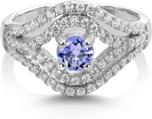 Gem Stone King 925 Sterling Silver Round 4.5MM Gemstone Birthstone Ring | Wedding Engagement Anniversary Promise Ring For Women | Available in size 5, 6, 7, 8, 9 in Saudi Arabia