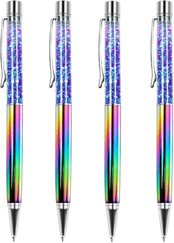 4 Pcs Colorful Metal Ballpoint Pen, Unique Metal Bling Dynamic Liquid Sand Pen with Black Ink Office Supplie Gifts Pens for Christmas Engagement Wedding Birthday Mother Day in Saudi Arabia