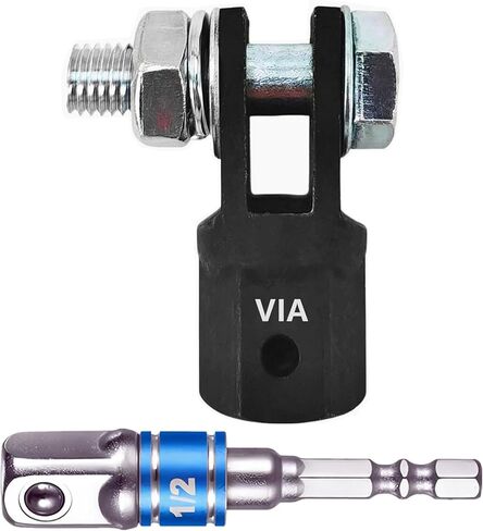 1/2" Scissor Jack Adapter for Use with 1/2 Inch Drive/Impact Drills/Ratchet or Standard Drive Sockets or 13/16 Inch Lug Wrench (2 Pcs Set Silver) in Kuwait