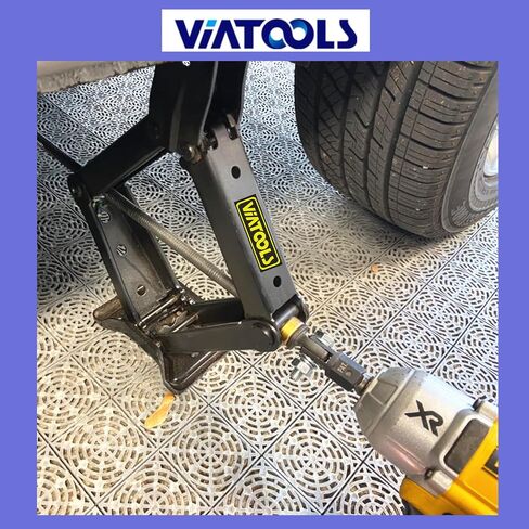 1/2" Scissor Jack Adapter for Use with 1/2 Inch Drive/Impact Drills/Ratchet or Standard Drive Sockets or 13/16 Inch Lug Wrench (2 Pcs Set Silver) in Kuwait