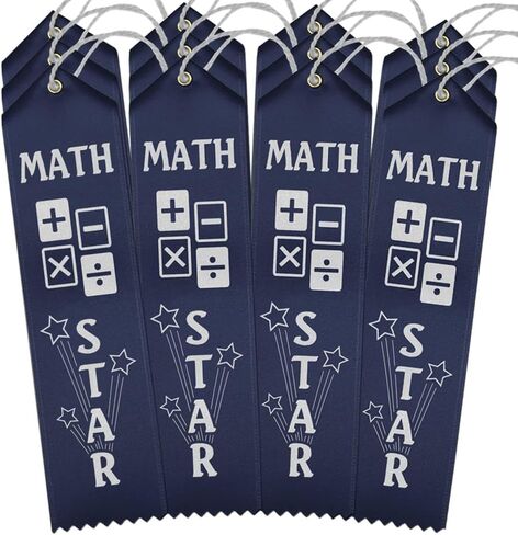 Math Star Ribbons - 100 Navy Blue Ribbons with Card & String in Saudi Arabia