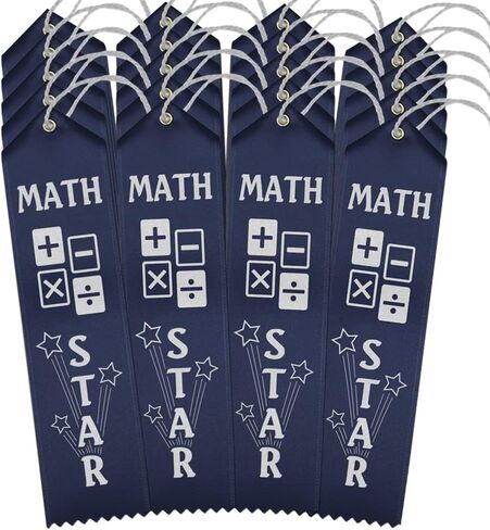 Math Star Ribbons - 100 Navy Blue Ribbons with Card & String in Saudi Arabia