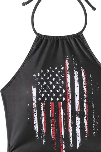Floerns Women's Flap Print Bathing Suit Halter Neck Drawstring Side Tankini Swimsuits in Saudi Arabia