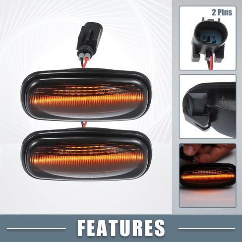 LED Side Marker Repeater Sequential Flowing Turn Signal Light XGB000030 for Land Rover Freelander 2002 Plastic Smoked Lens Amber Light (Set of 2) in Saudi Arabia