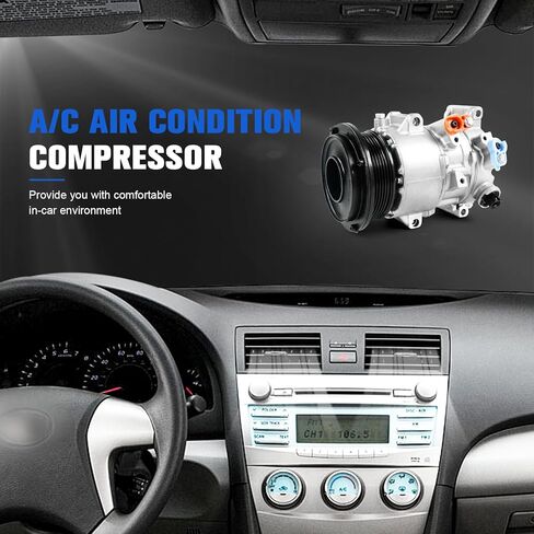 ضاغط تكييف هواء مكيف الهواء مع قابض، متوافق مع Toyota Camry 2007-2009/RAV4 2006-2008 2.4L FWD GAS، ضاغط تكييف الهواء، استبدال # CO 11178JC، 8831006240 in Kuwait