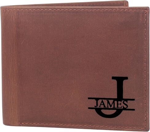 Premium Men's Bifold Wallet - Top Grain Leather with Dual ID Windows | Advanced RFID Protection | Slim Design with 8 Card Slots | Durable Stitching | Fathers Day Gift for Him in Saudi Arabia