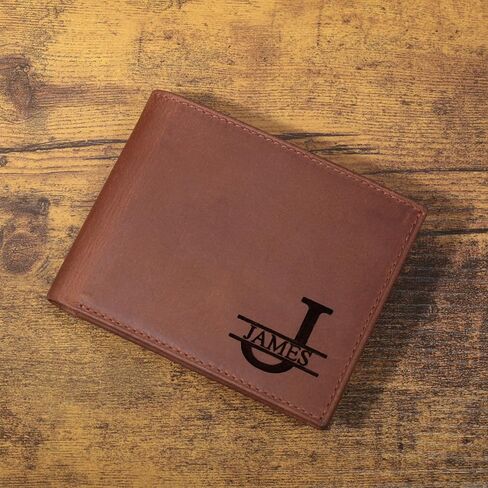 Premium Men's Bifold Wallet - Top Grain Leather with Dual ID Windows | Advanced RFID Protection | Slim Design with 8 Card Slots | Durable Stitching | Fathers Day Gift for Him in Saudi Arabia