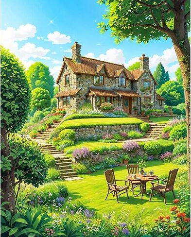 ajepon Landscape Paint by Numbers Kit-House Paint by Number Kits for Adults,Scenery Adults Paint by Numbers Kits on Canvas Without Frame Oil Painting Acrylic Paints for Home Wall Decor 16X20inch in Saudi Arabia