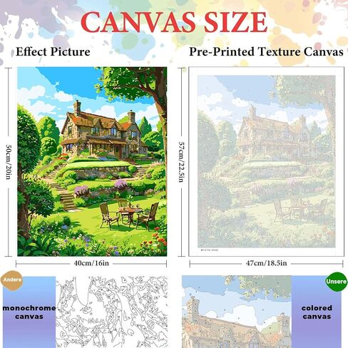 ajepon Landscape Paint by Numbers Kit-House Paint by Number Kits for Adults,Scenery Adults Paint by Numbers Kits on Canvas Without Frame Oil Painting Acrylic Paints for Home Wall Decor 16X20inch in Saudi Arabia