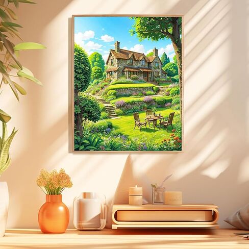 ajepon Landscape Paint by Numbers Kit-House Paint by Number Kits for Adults,Scenery Adults Paint by Numbers Kits on Canvas Without Frame Oil Painting Acrylic Paints for Home Wall Decor 16X20inch in Saudi Arabia