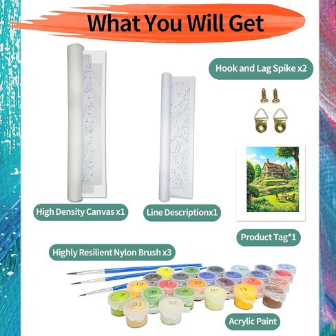 ajepon Landscape Paint by Numbers Kit-House Paint by Number Kits for Adults,Scenery Adults Paint by Numbers Kits on Canvas Without Frame Oil Painting Acrylic Paints for Home Wall Decor 16X20inch in Saudi Arabia